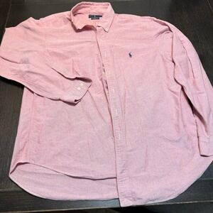 Men's Pink Shirt Polo Ralph Lauren Long Sleeve‎ Collared Button Up Size 17 36/37